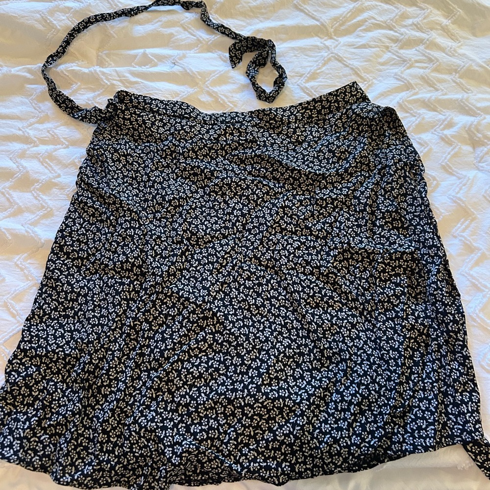 Madewell Navy Floral wrap Skirt